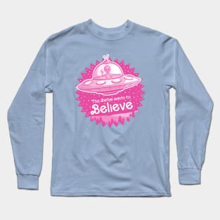 Pink Alien Wants to Believe Long Sleeve T-Shirt